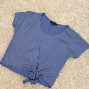 Lulus All Day Periwinkle Blue Tie-Front Tee- Medium